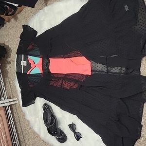 Torrid sheer black polka dot swim cover up. Maxi length.